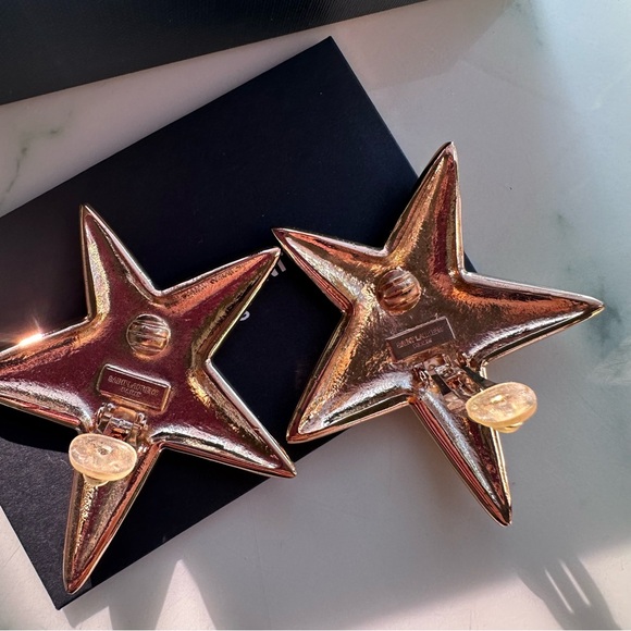 SAINT LAURENT Star Earrings Dore Vieilli Gold - Picture 8 of 9
